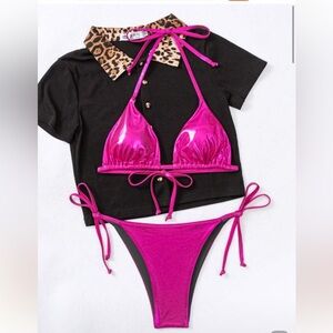 Shiny Pink Bikini Set